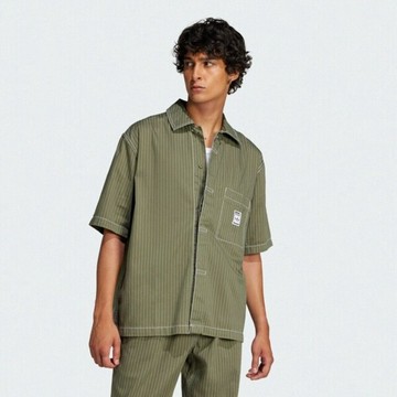 Adidas Wab Shirt JP4480 男 短袖襯衫 工裝 棉質 綠 亞版