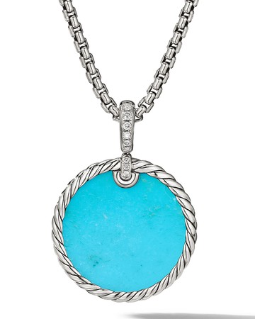 DY Elements Reversible Pendant with Gemstones and Diamonds in Silver, 24mm
