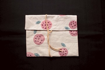 繡球花刺繡綁繩書衣 書套 收納包