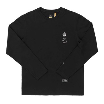 5th STREET｜山形｜男裝｜山嶺分層印花長袖T恤｜黑色