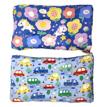 純棉可水洗安撫兒童荳荳枕頭 Set 2  43 x 28 x 6cm  花朵獨角獸 藍色 + 卡通汽車 淺藍色