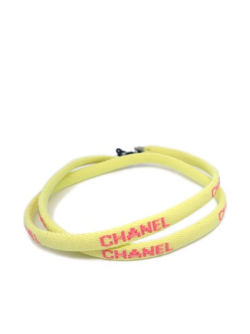 CHANEL Pre-Owned - 2000 logo-embroidered sunglasses strap - women - Nylon/Silver Plated - One Size - Yellow