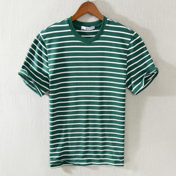 夏季男短袖條紋T恤海魂衫文藝青年圓領半袖衫薄款外搭體恤打底衫