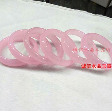 天然水晶粉玉髓手鐲窄款 精品時尚粉色水晶手鐲1入