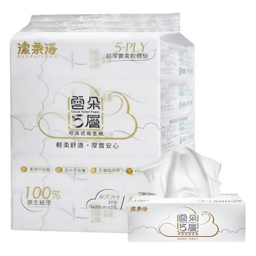 DEEPCLEAN 潔柔淨 雲朵 可濕式衛生紙 5層 100張  20包  1袋