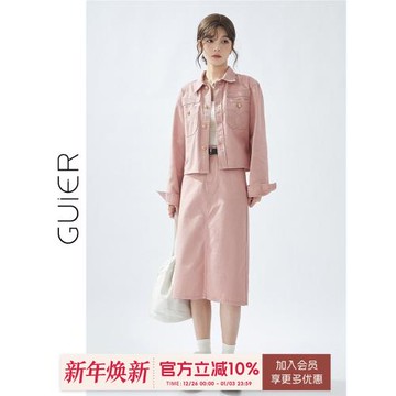 GUIER短款韓版寬松休閑牛仔外套