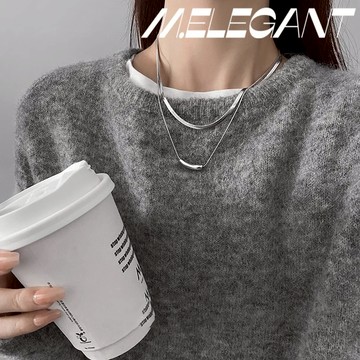 M.e.【24H出貨】嘻哈甜酷茄子叠戴蛇骨項鍊女氣質茄子鎖骨鍊