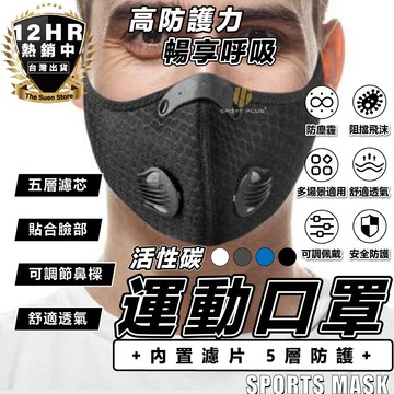 【🔥五層防護送濾網🔥】運動口罩 騎行面罩 跑步口罩 騎車口罩 帶呼吸閥門口罩 登山口罩 流汗口罩 防塵口罩 活性碳口罩