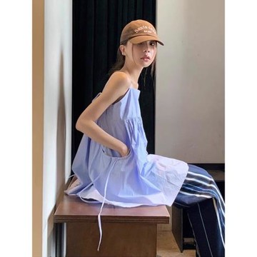 韓國chic夏季新款復古休閑設計感小眾寬松百搭無袖吊帶背心上衣女