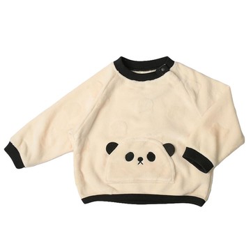 akachan honpo - 長袖休閒上衣-圖案 刷毛-象牙白色