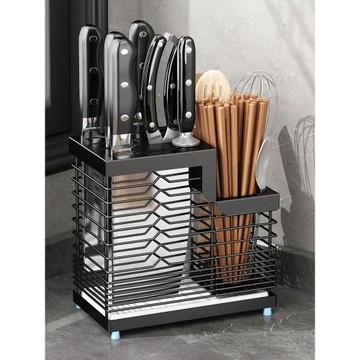 家用刀架廚房置物架臺面不銹鋼放刀具筷子餐具多功能瀝水收納架子