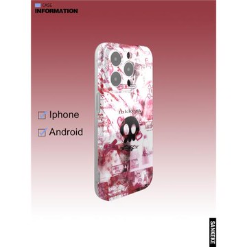 三殼殼原創小眾血色可愛小骷髏手機保護殼適用于蘋果15promax/14/13/12/11/菲林二合一/IMD亮面精孔防摔保護