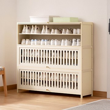 Happylife 楠竹奶白透氣翻門鞋櫃 七層110公分 Y12221