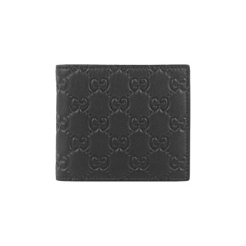 GUCCI GG Emblem 壓紋標誌對開零錢袋短夾(黑色) 850177 AAFDV 1000