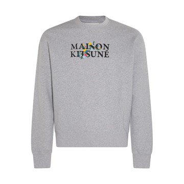 Maison Kitsune - Light Grey Melange Flower Lettering Sweatshirt