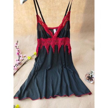 清倉女夏吊帶莫代爾睡裙黑色顯瘦流蘇鏤空性感短款棉睡衣家居裙