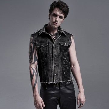 龐克荒地騎士純棉丹寧背心