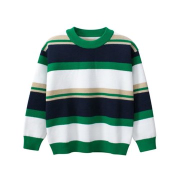 Grrr韓版童裝純棉毛衣男童針織衫女中大童套頭條紋大碼兒童衣服