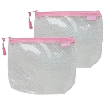 CoX 三燕興業 A6環保立體網格拉鍊袋 950H  粉紅色  2個