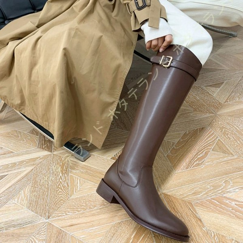 ロングブーツ レディース 美脚 ローヒール ブーツ 疲れにくい シンプル 無地 歩きやすい 痛くない 秋 冬 通勤通学 コスプレ 大きいサイズ ヒールなし おしゃれ 通販 Lineポイント最大0 5 Get Lineショッピング