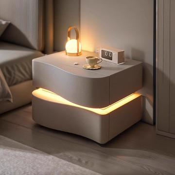 奶油風床頭柜實木床頭柜創意床邊柜臥室家用收納柜高級感儲物柜子