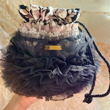 印度刺繡緞帶 圓底收納包