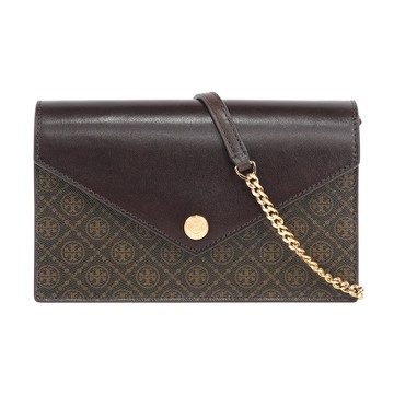 TORY BURCH T Monogram 標誌帆布信封式斜背包/WOC(深棕色)