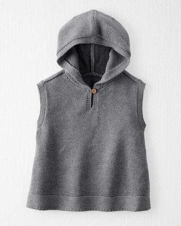 Toddler Organic Cotton Sweater Knit Hooded Poncho