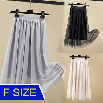 【韓國K.W.】韓國攻陷你心仙氣多層紗裙(長裙/鬆緊腰/顯瘦/中長裙/小香風)