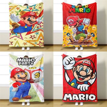 跨境馬里奧法蘭絨數碼印花毛毯四季通用床毯廠家直銷卡通主題絨毯