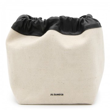 Jil Sander - Ivory Canvas And Black Leather Bucket Bag Uni