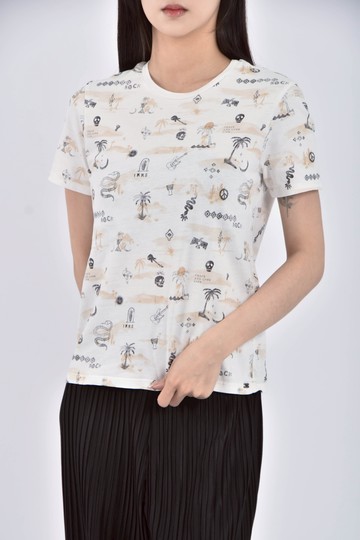 (S) ikks童裝滿版白色短袖上衣