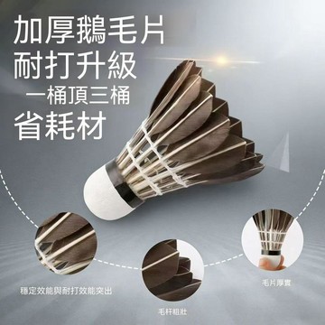 黑色羽毛球 鵝毛羽球 正品耐打 不易打爛 室內室外通用 防風羽球 比賽訓練專用球 運動練習用球