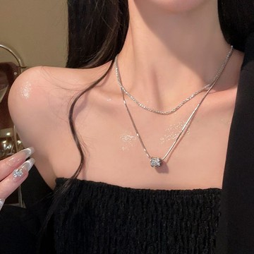 限時特賣🔥 輕奢小衆雙層小蠻腰項鏈女高級設計感秋毛衣鏈2024新款爆款鎖骨鏈