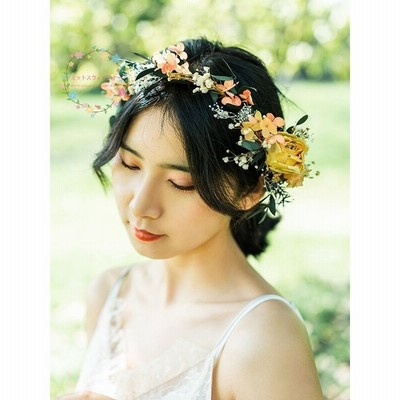 花冠 ウェディング 花かんむり 結婚式 花嫁 イヤリング ブートニア リストブーケ ブライダル フラワー ヘッドドレス ナチュラル 髪飾り 造花 ウエディング花冠 通販 Lineポイント最大get Lineショッピング