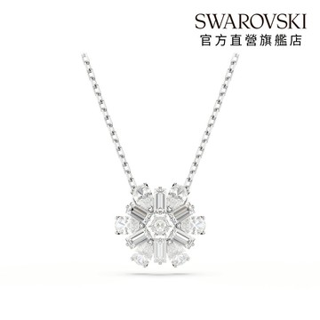 【快速出貨】【SWAROVSKI 施華洛世奇】Idyllia 鏈墜 混合式切割 雪花 白色 鍍白金色 | 生日禮物 | 畢業禮物 | 情人節禮物