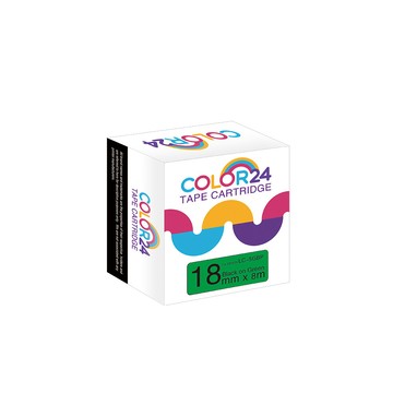 Color24 for EPSON LC-5GBP / LK-5GBP  綠底黑字 相容標籤帶 (寬度18mm)