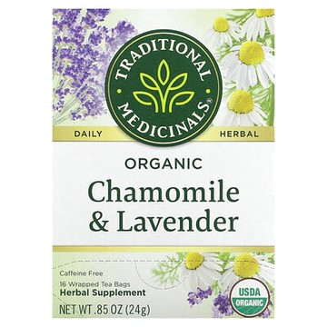 Traditional Medicinals, 有機洋甘菊和薰衣花草，無咖啡萃取，16 獨立茶包，0.85 盎司（24 克）