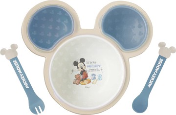 錦化成 日本製 米奇老鼠 單手可握離乳食盤 26×5.5×18cm B×BE