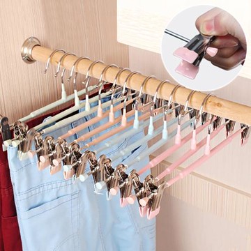 多功能不銹鋼無痕防滑褲架(10入)