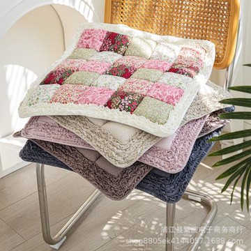 外貿韓式純色絎縫坐墊加厚布藝椅子墊加大辦公室座墊防滑可水洗