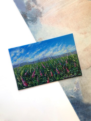 花田景觀。小景觀。花畫。盛開的領域。