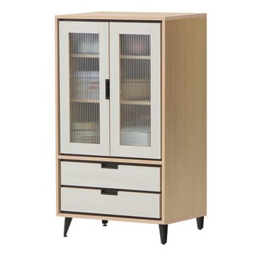 文創集 摩卡雙色2.3尺二門二抽中低展示櫃/收納櫃-70x40x122-cm免組