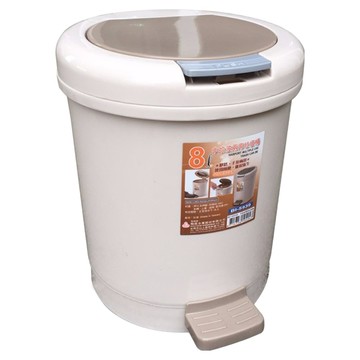 Polywise 翰庭 中哈波兩用垃圾桶 8L  26 x 23 x 28cm  米色 + 咖啡色  1個