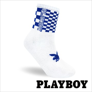 【襪款任選3雙$299 、6雙$511】PLAYBOY拼接方格男休閒襪-白(BX1123)