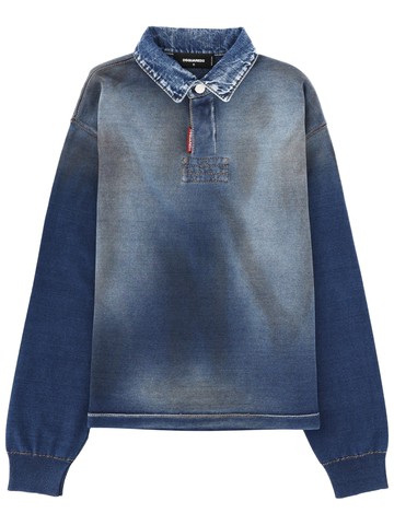 dsquared polo shirt with denim effect