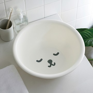 日本 霜山 瞌睡白熊圓形臉盆/水盆 直徑33cm 3入