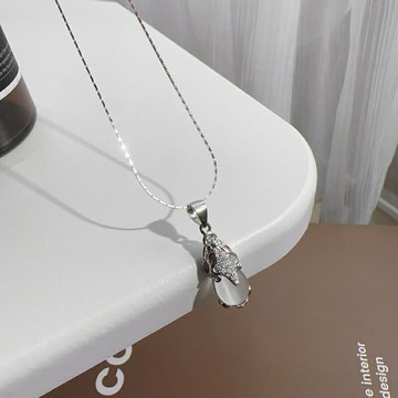 現貨+預購 925純銀項鍊貓眼石貔貅-復古鑲鋯石鎖骨鏈男女飾品74iu14【獨家進口】【米蘭精品】