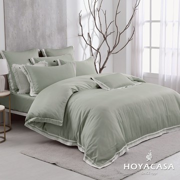 HOYACASA 60支萊賽爾纖維天絲兩用被套床包六件組｜霧霜綠｜(雙人/加大/特大)