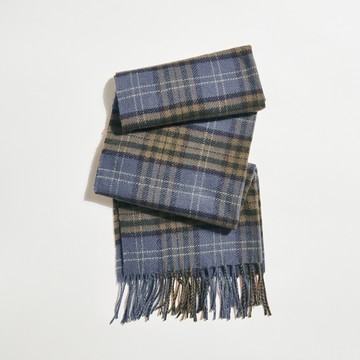 落日晚霞格紋針織圍巾(灰紫)-中性